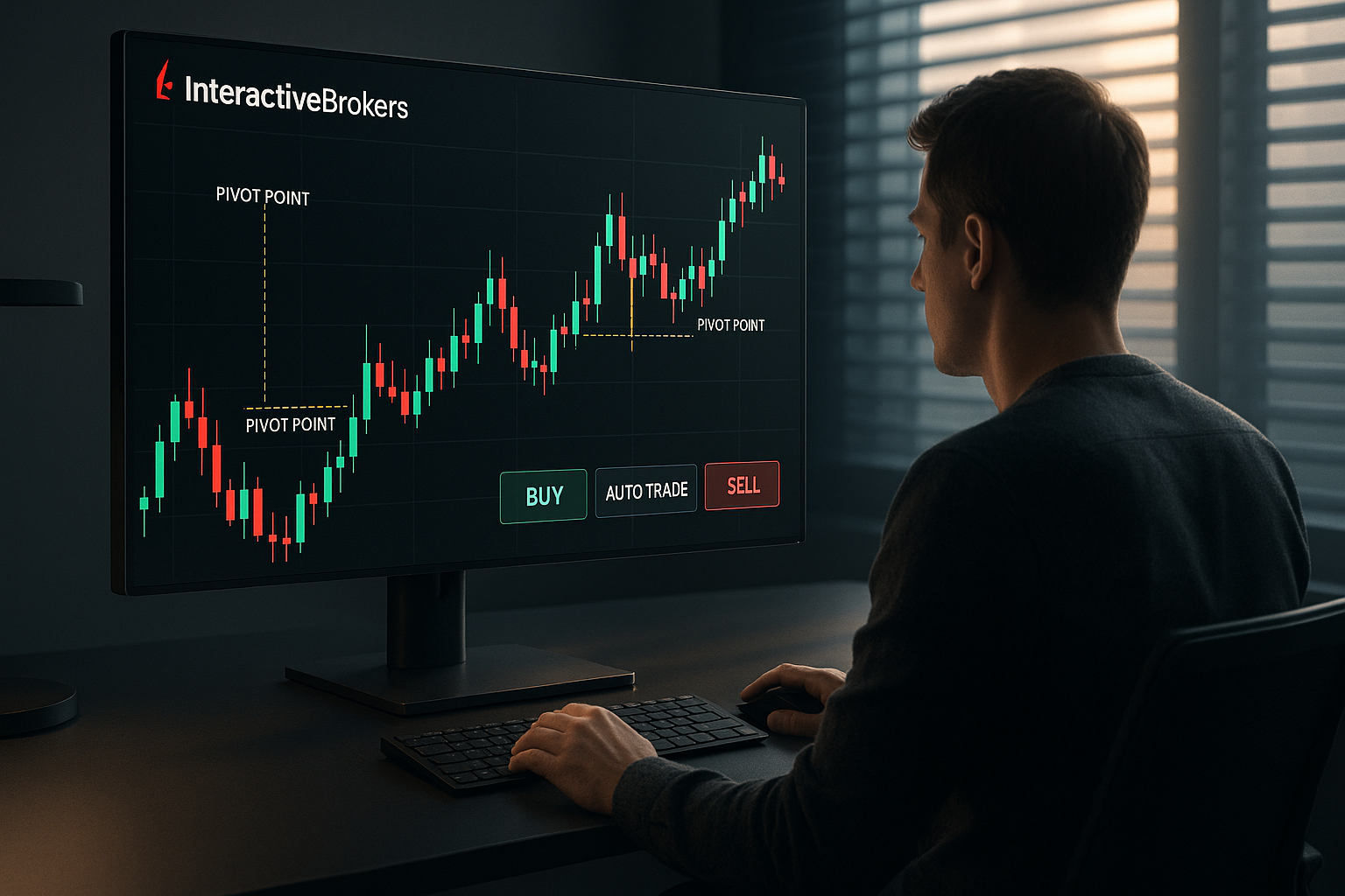 Interactive Brokers automated trading chart showing pivot points and price structure