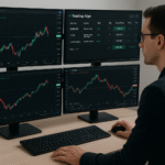 Infographic showing 5 key tips to improve trading with automated trading tools, including strategy planning, risk management, journaling, and execution using platforms like Tradovate and TradingView.