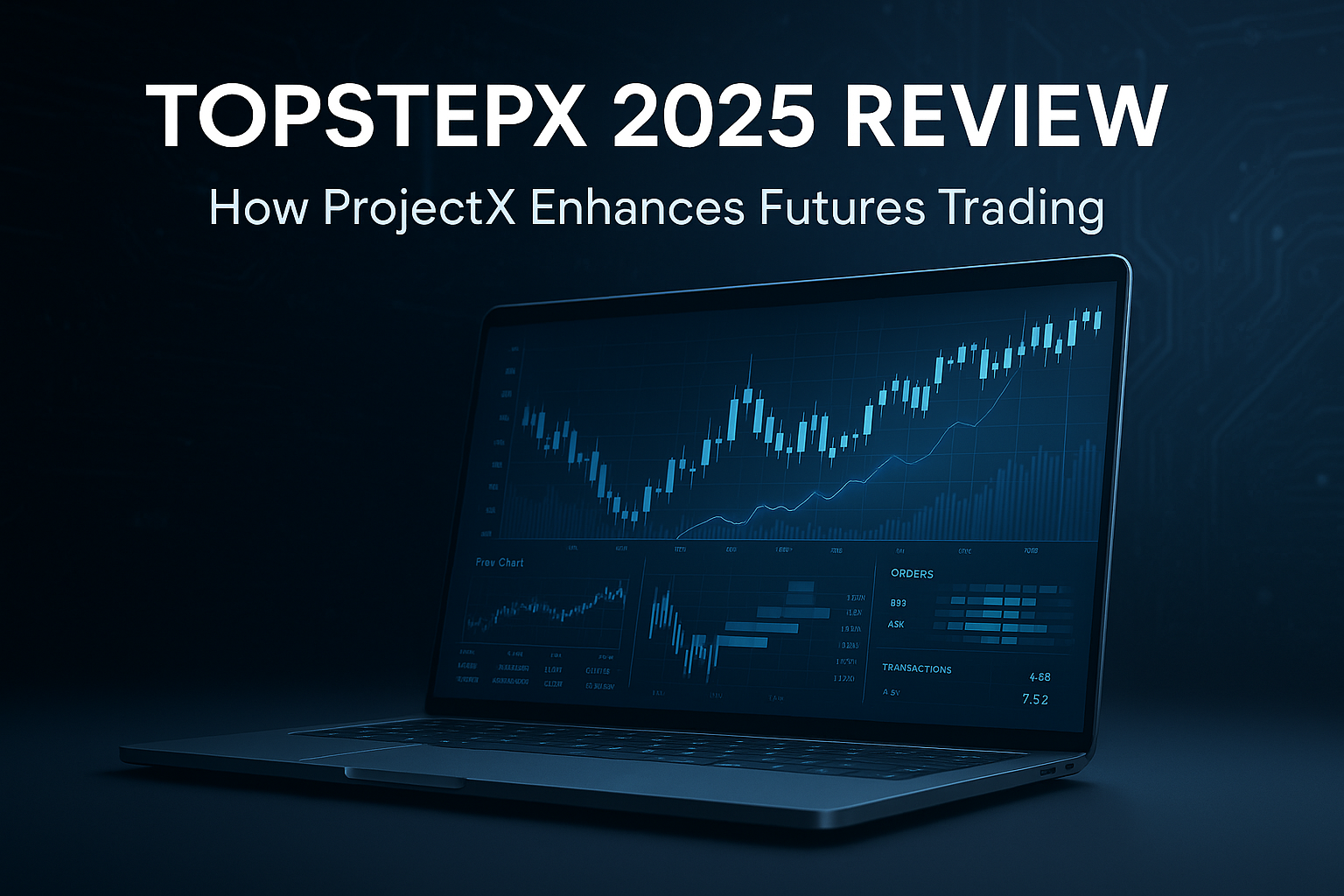 TopstepX 2025 Review – ProjectX-powered trading dashboard interface on laptop screen